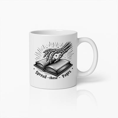 Unieke Skelet Hand Boek Liefhebber Mok 330ml – Spread Those Pages Ontwerp – Gotisch Literair Cadeau Mok