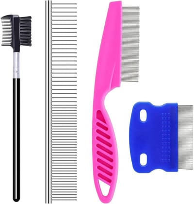 Grooming Kam Set voor Kleine Honden en Puppies - 2-in-1 Kam voor Tear Stain Verwijdering, Knopen en Crust Mucus Verwijdering