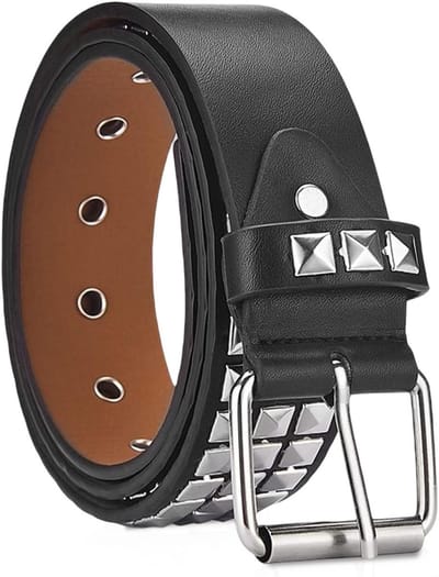Studded Riem voor Dames en Heren met Piramide Nieten - Punk Rock Stijl Leren Riem voor Jeans en Jurken, Zwart