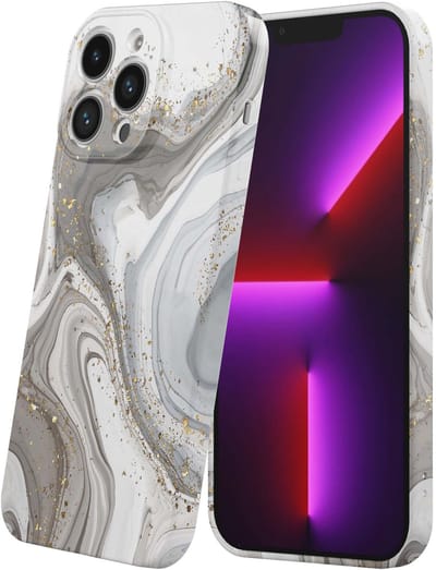 Smartphonica Telefoonhoesje Geschikt voor iPhone 13 Pro met Zilver Marmer Opdruk - Flexibel Softcase TPU - Backcover Case Silver Marble Design geschikt voor iPhone 13 Pro
