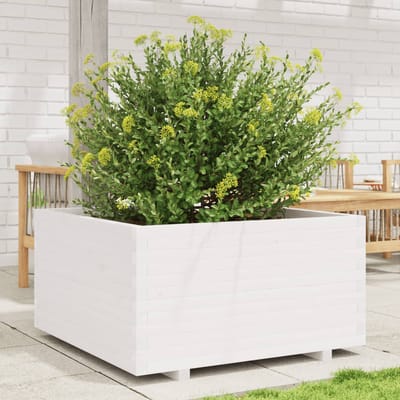 vidaXL - Plantenbak - 90x90x49,5 - cm - massief - grenenhout - wit