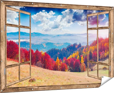 Gards Tuinposter Roze Bloesembomen bij de Fuji Berg - 90x60 cm - Tuindoek - Tuindecoratie - Wanddecoratie buiten - Tuinschilderij