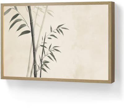 Wandlamp 60x40 cm - Oplaadbaar - Japandi - Bamboe - Beige - Wandlampen binnen woonkamer - Slaapkamer lamp - Decoratieve nachtlamp - Vloerlamp draadloos