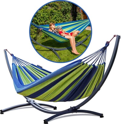 Hangmat met Standaard 2 Persoons – Extra Stabiel Frame tot 220 kg – Duurzame Hangmatset – Grande Singa