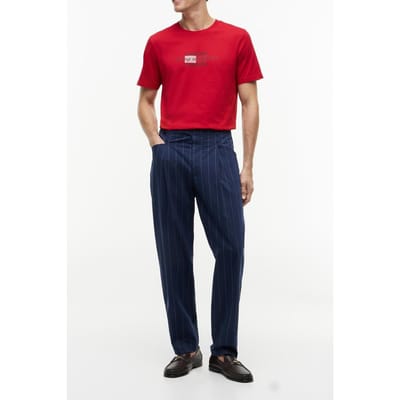 Tommy Hilfiger Script Flag Regular Medium Red Größe: S | Bedruckte T-Shirts Outlet | Herren | Rot