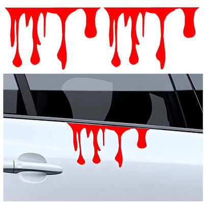 Dailygoods- Horrorstickers 2 stuks - Rode Bloed Druipende Sticker - PVC - Auto Decoratie - Grappige Autosticker - Universel Toepassing - 24,89x16cm