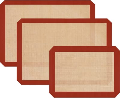 3 stuks bakmatten van siliconen - herbruikbare bakplaten voor koekjes macarons brood en gebak - makkelijk schoon te maken - hittebestendig tot 230 °C - niet aanbakken - rood