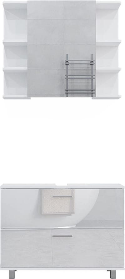 Vicco Ilias Badkamermeubelset – 2 delen, basiseenheid 80 cm Wit Hoogglans