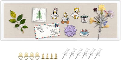 Kurkbord met linnen - Prikbord decoratief - Notities ophangen - Wit houten frame - 30 x 90 cm - Wit
