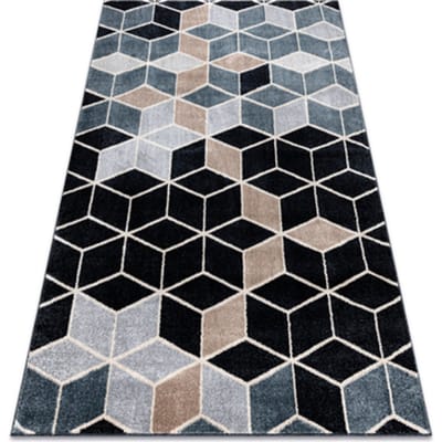 Kleden Rugsx Tapijt POLI 9139A Cube 3D-kubus zwart / 120x170 cm
