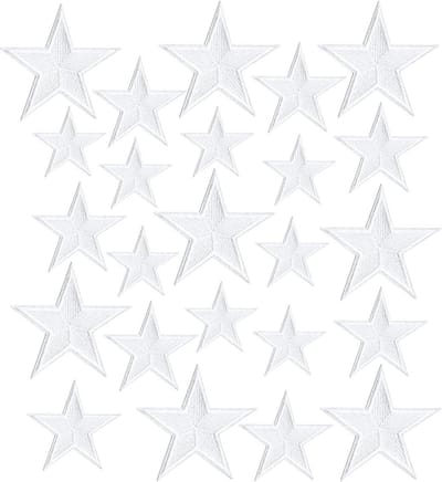 Ster Patches - Opstrijkplaatjes Applicaties - Kleding Versieren - Zelfklevend met Lijm - 24 Stuks - Wit