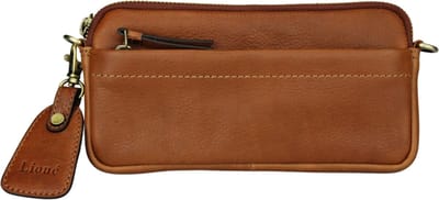 Leren Telefoontasje Dames – Cognac – Molly – Afneembare Schouderband – Echt Leer – Crossbody of Clutch – Just Lioné