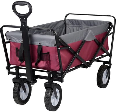 NaevaMi Bolderkar - Opvouwbaar - Bolderkar Kinderenvervoer - Bolderwagen - Tuin Trolley - Boodschappenwagen - Strandkar - Fijne Banden - 100x51x62cm - 100L - Max 80kg - Grijs/Paars