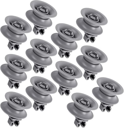 12 Stuks Universele Vervangwielen voor Afwasmachine, 30mm Ø, Geschikt voor Diverse Modellen en Mandjes
