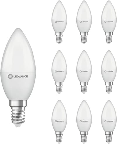 Ledvance LED Filament Kaarslamp E14 - 4.9W 470lm 2700K 230V - Mat Glas - Ø37mm - 10 stuks - Geschikt voor kroonluchters, hotels, klassieke armaturen - 10 stuks