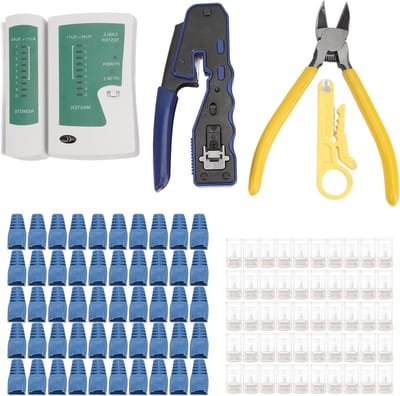 Netwerkkabel Krimptang Set - Krimptang Tester - Netwerken Aanleggen - Heavy Duty Staal - 23 x 12 x 6 cm