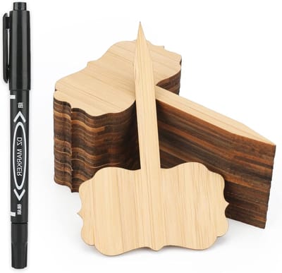 Set van 60 Weerbestendige Plant Plugs met Bamboe Tuinlabels en Pen, Ideaal voor Kruiden en Planten in de Tuin