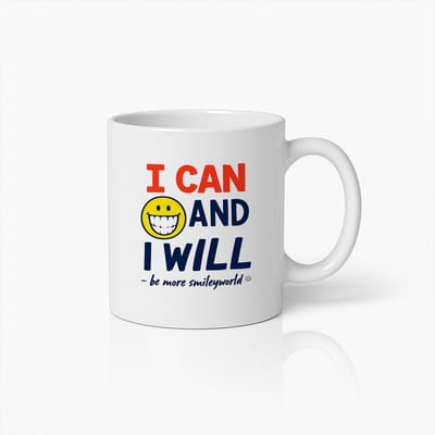 I Can and I Will Koffiemok 330ml – Motiverende Quote Beker met Smiley Design – Inspirerend Cadeau voor Werk, Studie & Dagelijkse Positiviteit