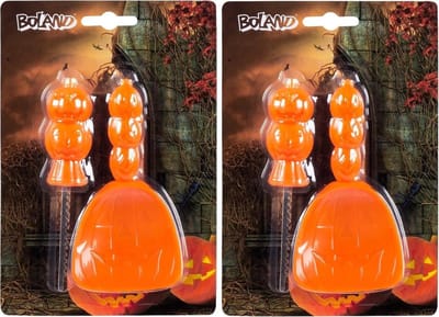 Set van 2x stuks boland pompoen snijset - 2-delig - met sjablonen - halloween - pompoenen uithollen
