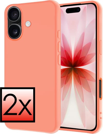 Hoesje - 2 Stuks - Geschikt voor Apple iPhone 17 - Sterk & Shockproof - Case Siliconen - Back Cover - Telefoon Hoes - Perzik