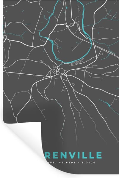 Muurstickers - Sticker Folie - België – Florenville – Stadskaart – Kaart – Blauw – Plattegrond - 20x30 cm - Plakfolie - Muurstickers Kinderkamer - Zelfklevend Behang - Zelfklevend behangpapier - Stickerfolie