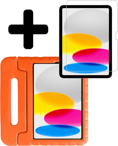Hoes - Geschikt voor Apple iPad A16/A18 (2022/2025/2026) - 10.9 & 11 inch (10e, 11e & 12e generatie) - Met Screenprotector - Kinderhoes Shockproof Bumper - Kidsproof Case - Tablet Hoesje - Kinder Hoesje Cover - Oranje