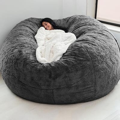 Accueil éponge lit pouf housse de chaise housse Double chambre balcon grand canapé rond doux moelleux gris foncé