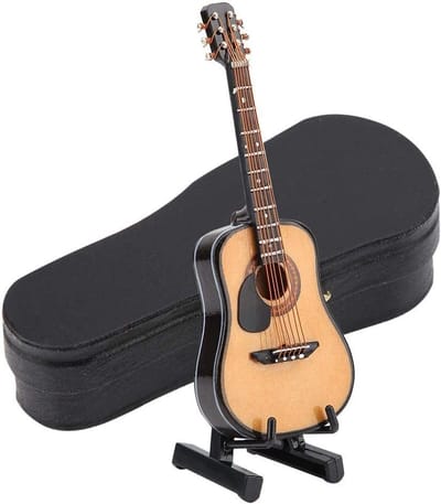 Houten Miniatuur Gitaar Decoratie Model met Standaard voor Bureau en Thuis