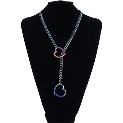 Collier à Chaîne Fine Cœur Pour Femmes Mode Punk Rock Gothique Ras-de-cou Bijoux Accessoires 32in black