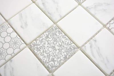 Mozaïektegels - Muurdecoratie - Keuken Douche - Mat Glas - 1 Matte - Carrara
