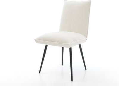 Gestoffeerde-stoel Lelio-Flex 4-poot conisch zwart bouclé zacht beige pocketveer kern
