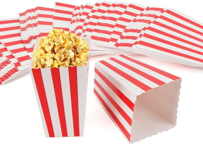 Popcorn Dozen 120 Stuks 11.5 x 7.5 x 5 cm Gestreepte Papieren Dozen voor Filmavond en Verjaardagsfeest
