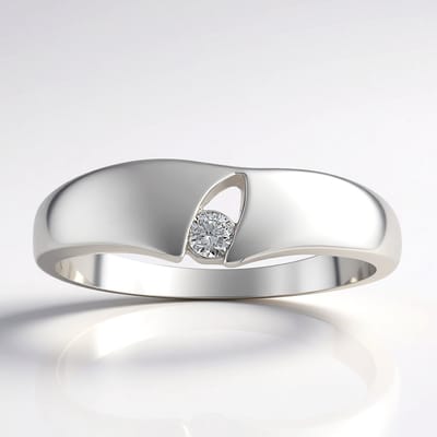 Cavill - Zilveren Ring - 925 Sterling Zilver Gerhodineerd - I1 G Ronde Briljant Diamant 0,044ct - Modern Minimalistisch Design