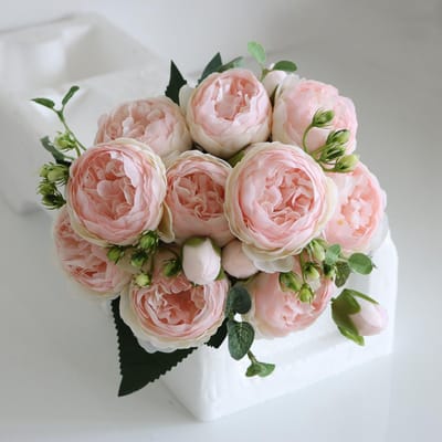 Hot Selling 1 stuks/30 cm Roze Zijden Boeket Pioen Kunstbloem 5 Grote Kop 4 Kleine Knop Bruid Bruiloft Huisdecoratie Artifi