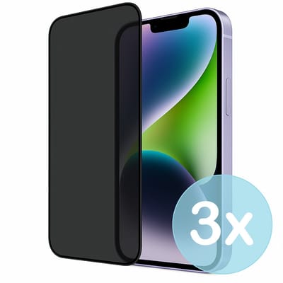 Privacy Screenprotector Geschikt voor iPhone 14 Plus – Anti-Gluren – Krasbestendig Gehard Glas 9H – Volledige Dekking – 3-Pack – FuturiQ