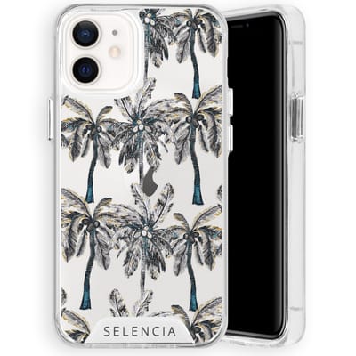 Selencia Zarya Fashion Extra Beschermende Backcover voor de Apple iPhone 12 Mini - Palmtree