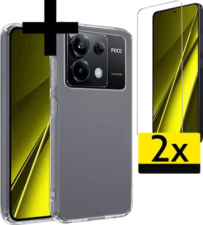 Hoesje - Met 2x Screenprotector - Geschikt voor Xiaomi Poco X6 5G - Sterk & Shockproof - Back Cover - Siliconen Case - Telefoon Hoes - Telefoonhoesjes - Transparant