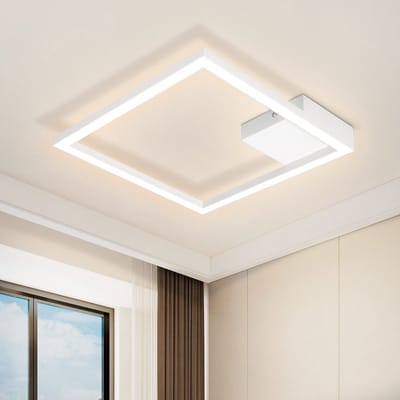 NETTLIFE Plafondlamp LED - vierkant - Wit - 1 Lichts - 3000K Warm wit Licht - modern Plafondverlichting - 12W - PC - voor Woonkamer | Slaapkamer | Keuken | Gang - 29cm