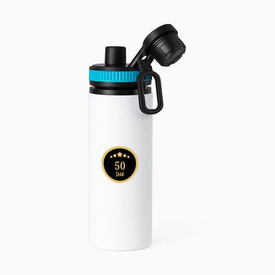 Hacebo® - 50 jaar waterfles met draaidop blauw - iemand die 50 jaar is geworden of 50 jaar lang een relatie hebben of getrouwd zijn - verjaardagscadeau - verjaardag - cadeau - kado - geschenk - gift - relatie - water fles - 850ML