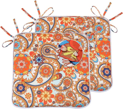 Zitkussens Buiten - Terraskussens Tuinkussens - Comfortabel Zitten - Waterdicht Lichtbestendig - 40x40 cm - Oranje Paisley