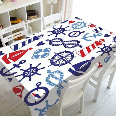 Blauwe En Witte Strepen Luxe Keuken Bruiloftsdecoratie Salontafel Tafelkleed Waterdicht Tafelkleed Nappe De Table 70-70cm