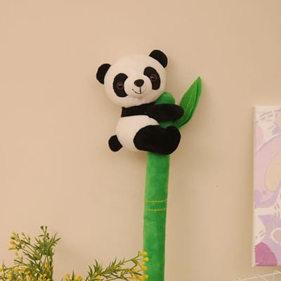 Creatieve Leuke Knuffelende Bamboe Panda Pop Grote Panda Massage Pluche Pop Speelgoed Chengdu Reis Herdenking 30CM black