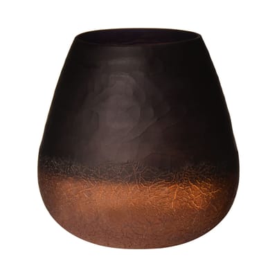 Crackle-gekerfde Vaas - Hoogte 15 cm - Diameter 15 cm - Bruin