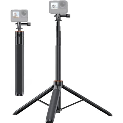 Trépied Selfie Stick pour Caméra d'Action 54 Pouces Extensible 2-en-1 Support en Alliage d'Aluminium pour Prise de Vue
