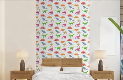Behang - Fotobehang Patronen - Dino - Kinderen - Jongens - Kleuren - Kids - Jongen - Breedte 150 cm x hoogte 240 cm