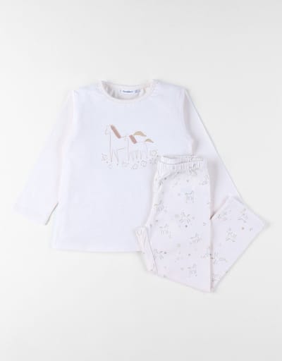 Noukie's - Pyjama - 2 Delig Meisjes - Roze - Paarden - 7/8 jaar 122/128