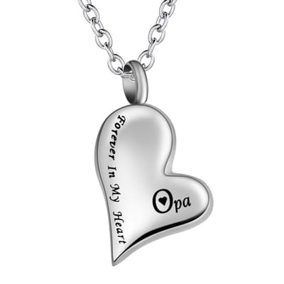 Fako Bijoux® - Ashanger / Assieraad - Hart - Forever In My Heart - Opa - Edelstaal - Zilverkleurig