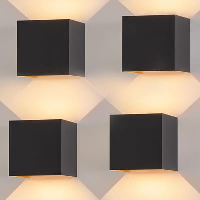 Set van 4 Waterdichte LED Wandlampen voor Buiten - Oplaadbare Up and Down Verlichting IP65 voor Corridor en Tuin