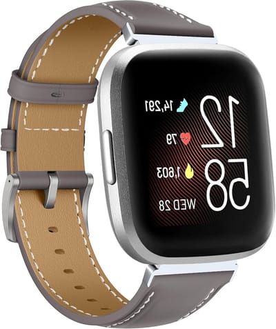 Vintage leren horlogeband voor Fitbit Versa 2 en Versa, vervangbare zachte armband voor heren en dames, comfortabel en stijlvol
