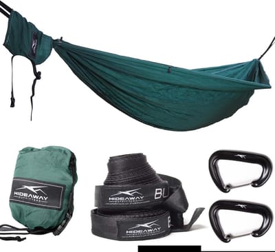 Dubbele Hangmat - Kampeerhangmat - Outdoor Ontspanning - Inclusief Boomriemen - 300 x 190 cm - Donkergroen